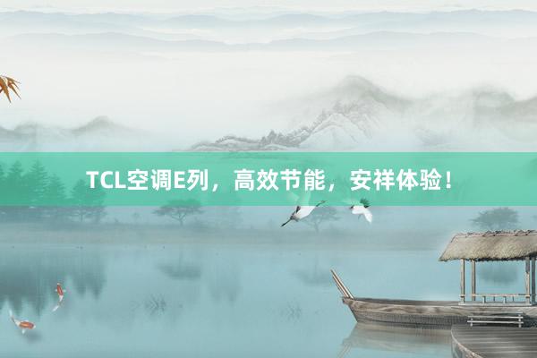 TCL空调E列，高效节能，安祥体验！